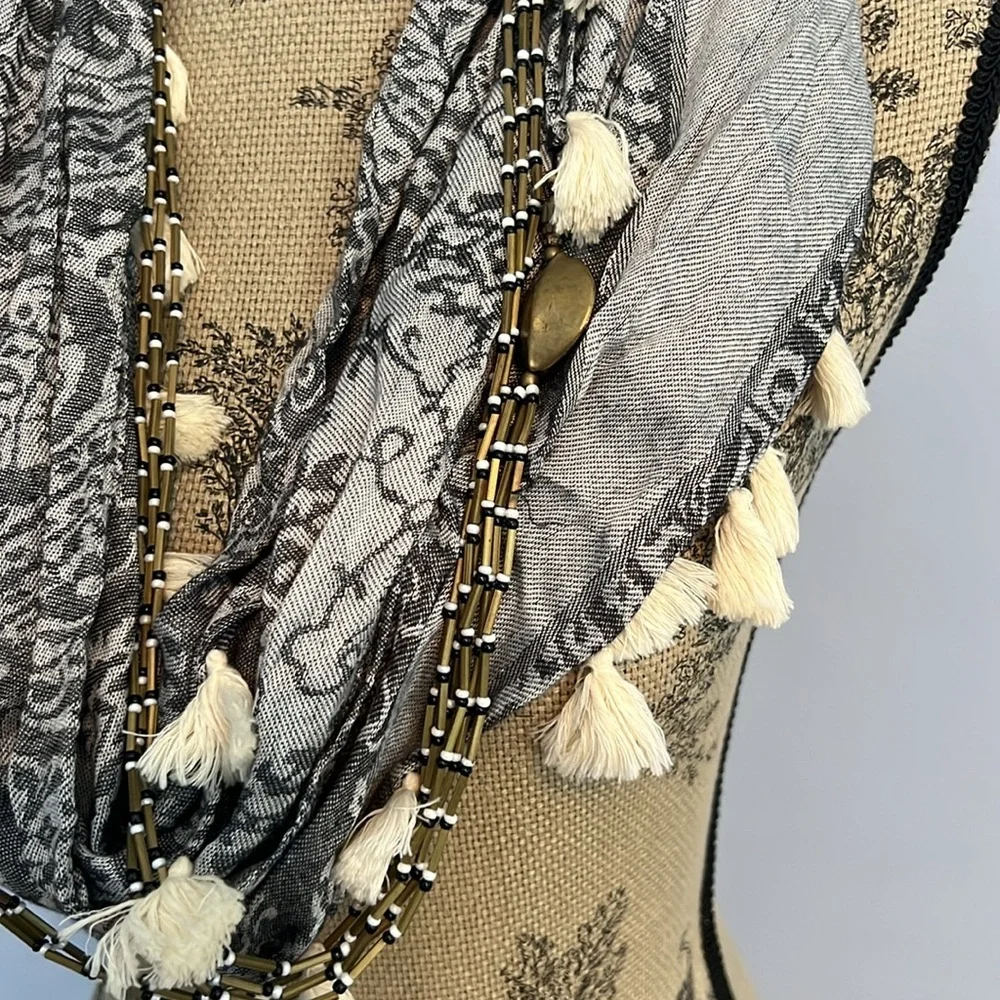 Anthropologie Floreat Tassel Scarf